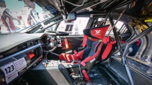 Race cars with fully-gutted interiors