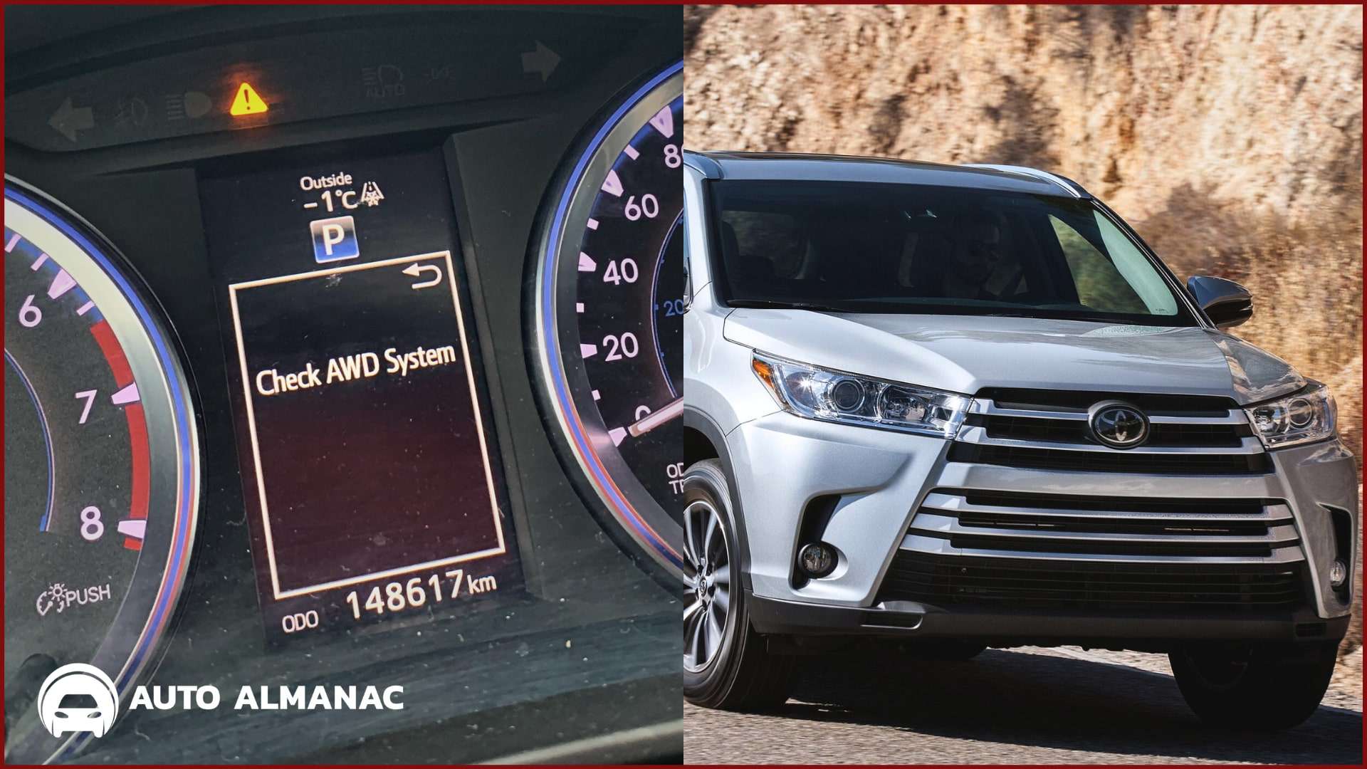 What is the meaning of Check AWD System on a Toyota Highlander